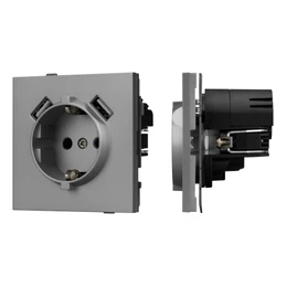 Фото #1 товара Механизм розетки с USB зарядкой SCT-TENDO-MUAA-PL-GR (230V, 16A) (Arlight, -)