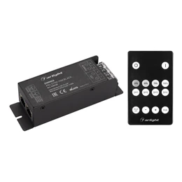 Фото #1 товара Диммер ARL-SYNC-DIM Black (12-24V, 1x25A, ПДУ 14кн, RF, RJ45) (Arlight, IP20 Металл, 3 года)