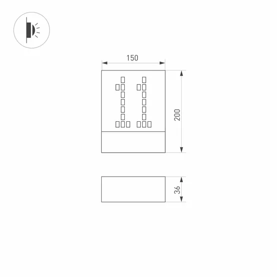 Фото #6 товара Светильник LGD-SIGN-WALL-S150x200-3W Warm3000 (RS, 148 deg, 230V) (Arlight, IP54 Металл, 3 года)