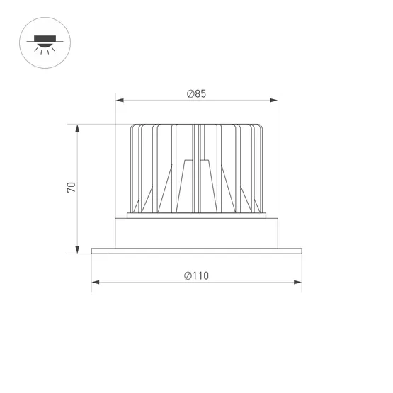 Фото #3 товара Светильник MS-ATLAS-TRIMLESS-R70-12W Warm3000 (WH, 32deg, 230V) (Arlight, IP20 Металл, 5 лет)