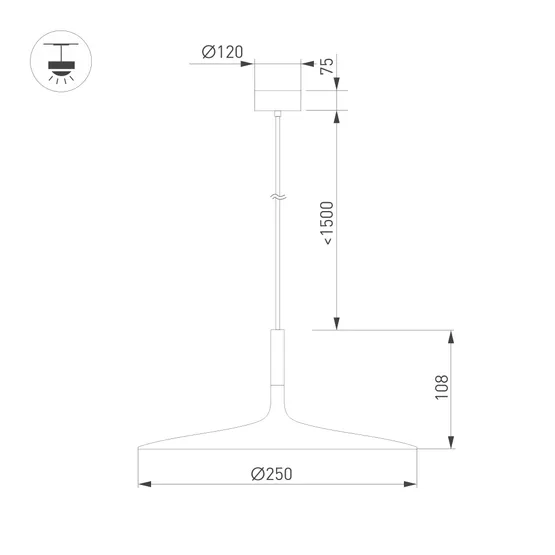 Фото #4 товара Светильник SP-FIORE-R250-8W Warm3000 (BK, 120 deg, 230V) (Arlight, IP20 Металл, 3 года)