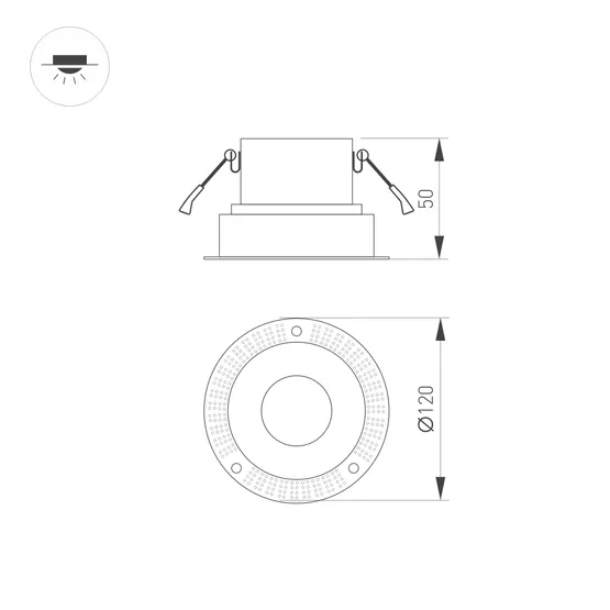 Фото #2 товара Корпус PLURIO-BASE-BUILT-TRIMLESS-R120 (BK, 1-2, 200mA) (Arlight, IP20 Металл, 3 года)