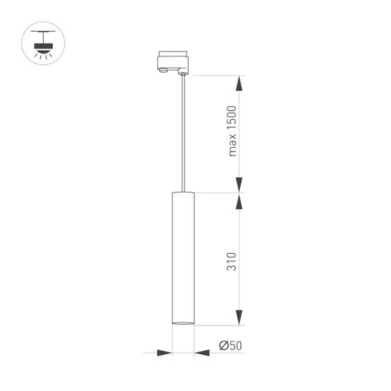 Фото #3 товара Светильник LGD-PIPE-TRACK-HANG-2TR-R50-9W Warm3000 (BK, 40 deg, 230V) (Arlight, IP20 Металл, 3 года)