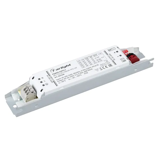 Фото товара Блок питания ARJ-LG-60-LINEAR-PFC-HV (60W, 40-220V, 0.2-0.35A) (Arlight, IP20 Металл, 5 лет)