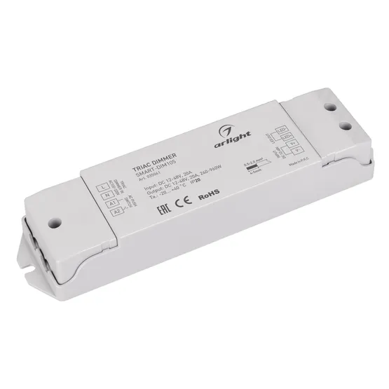 Фото товара Диммер SMART-DIM105 (12-48V, 20A, TRIAC) (Arlight, IP20 Пластик, 5 лет)