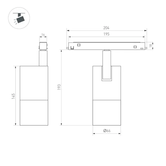 Фото #2 товара Светильник MAG-ORIENT-SPOT-ZOOM-R65-15W Warm3000 (BK, 34-60 deg, 48V) (Arlight, IP20 Металл, 5 лет)