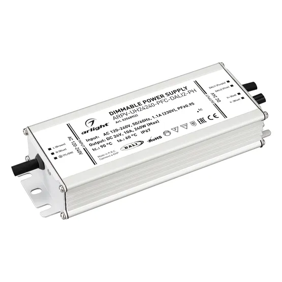 Фото товара Блок питания ARPV-UH24240-PFC-DALI2-PH (24V, 10.0A, 240W) (Arlight, IP67 Металл, 7 лет)