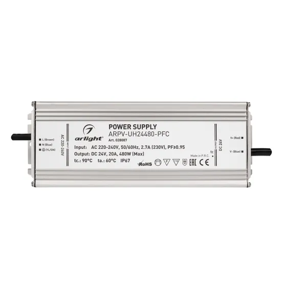 Фото #3 товара Блок питания ARPV-UH24480-PFC (24V, 20A, 480W) (Arlight, IP67 Металл, 7 лет)