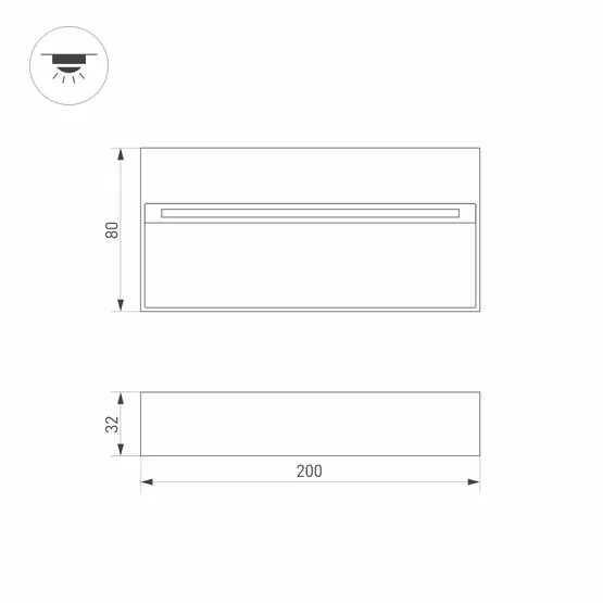 Фото #4 товара Светильник LGD-TRACE-S200x80-8W Warm3000 (GR, 65 deg, 230V) (Arlight, IP65 Металл, 3 года)