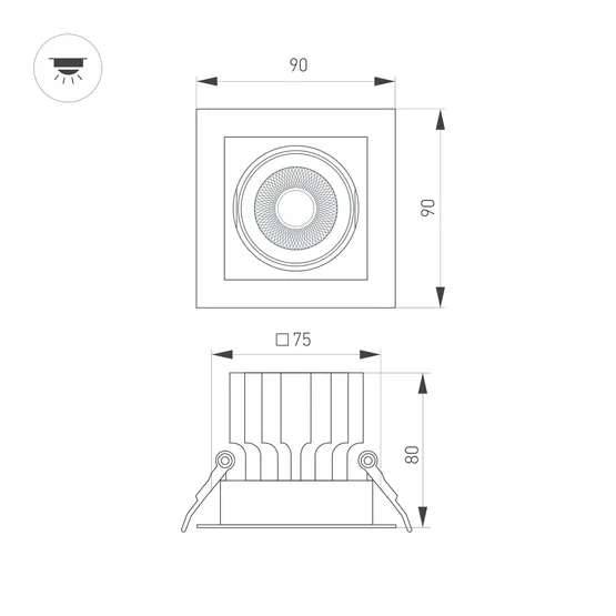 Фото #2 товара Светильник MS-VORTEX-BUILT-S90x90-12W Warm3000 (WH-WH, 40 deg, 230V) (Arlight, IP20 Металл, 5 лет)
