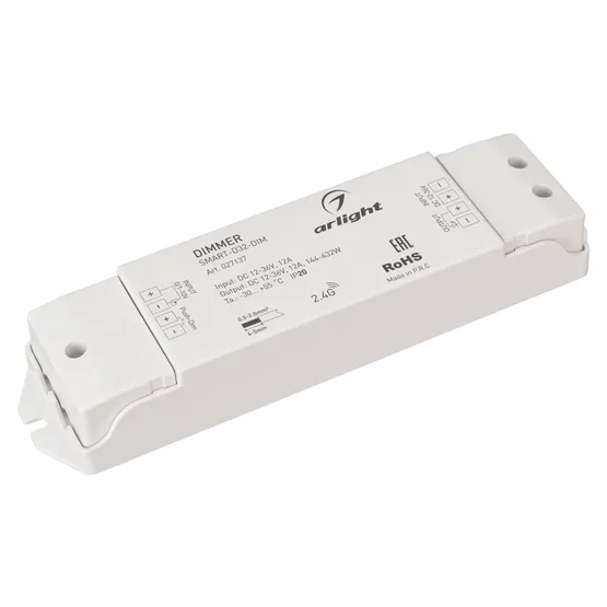 Фото #1 товара Диммер SMART-D32-DIM (12-36V, 12A, 0/1-10V) (Arlight, IP20 Пластик, 5 лет)