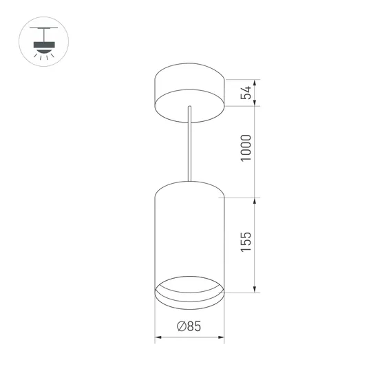 Фото #11 товара Корпус SP-POLO-HANG-R85 (BK, 1-3, 350mA) (Arlight, IP20 Металл, 3 года)