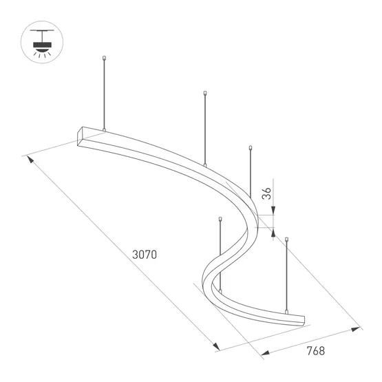 Фото #2 товара Светильник SP-LINE-HANG ARC-S3535-D1500-124W Warm3000 (WHITE, 230V) (Arlight, Металл)