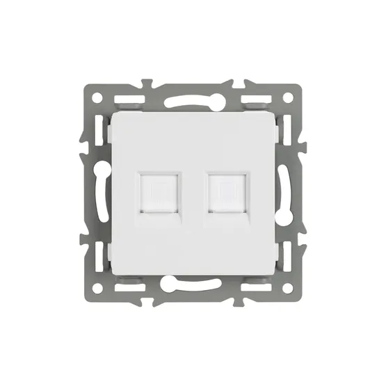 Фото товара Механизм компьютерной розетки двойной SCT-MPC2-PL-WH (RJ-45, CAT6) (Arlight, -)