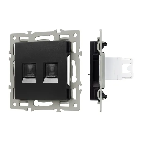 Фото #1 товара Механизм компьютерной розетки двойной SCT-MPC2-PL-BK (RJ-45, CAT6) (Arlight, -)