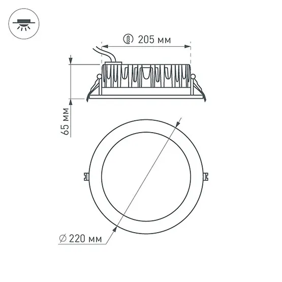 Фото #6 товара Светодиодный светильник LTD-220WH-FROST-30W Day White 110deg (Arlight, IP44 Металл, 3 года)