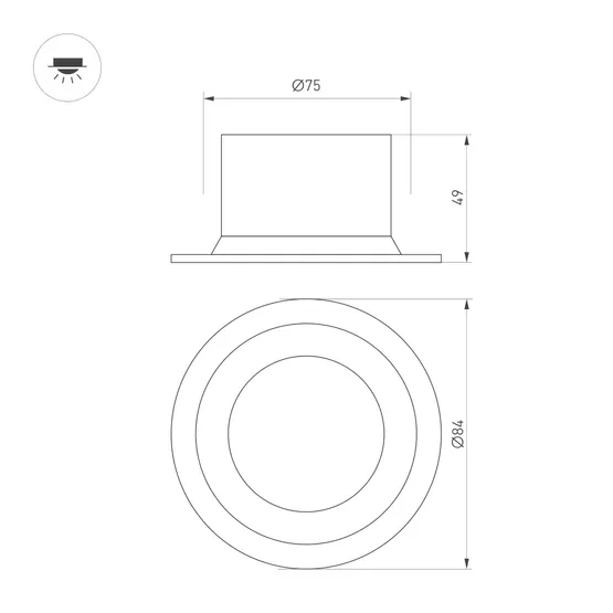 Фото #3 товара Светильник MS-DROP-BUILT-R84-8W Warm3000 (WH, 85 deg, 230V) (Arlight, IP54 Металл, 5 лет)