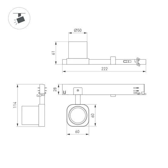 Фото #2 товара Светильник LGD-DIAFILM-4TR-R60-10W Day4000 (BK, 20 deg, 230V) (Arlight, IP20 Металл, 5 лет)