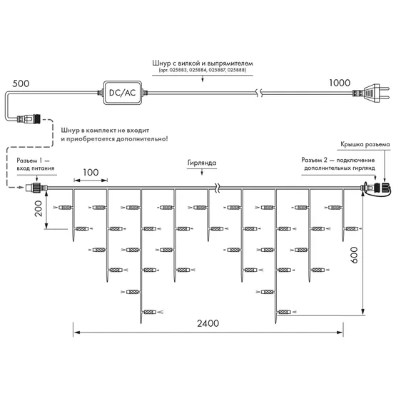 Фото #4 товара Светодиодная гирлянда ARD-EDGE-CLASSIC-2400x600-WHITE-88LED-PULSE White (230V, 6W) (Ardecoled, IP65)