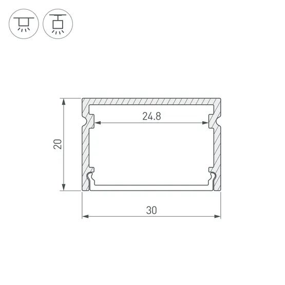 Фото #3 товара Профиль LINE-3020-2000 ANOD (Arlight, Алюминий)
