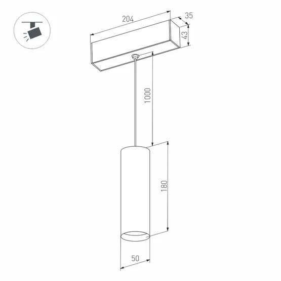 Фото #3 товара Светильник MAG-SPOT-HANG-45-R50-7W Warm3000 (BK, 24 deg, 24V) (Arlight, IP20 Металл, 3 года)