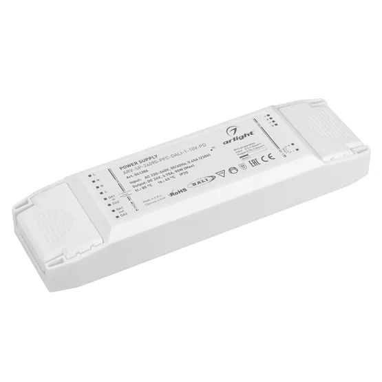 Фото товара Блок питания ARV-SP-24090-PFC-DALI-1-10V-PD (24V, 3.75A, 90W) (Arlight, IP20 Пластик, 5 лет)