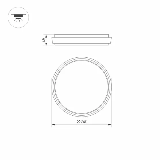 Фото #5 товара Светильник LGD-GIRO-R240-25W Warm3000 (GR, 110 deg, 230V) (Arlight, IP54 Металл, 3 года)