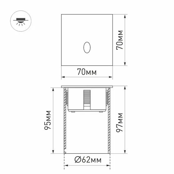 Фото #7 товара Светильник LT-GAP-S70x70-3W Warm3000 (BK, 30deg, 230V) (Arlight, IP65 Металл, 3 года)