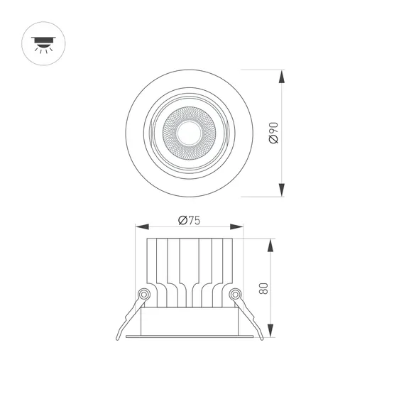 Фото #2 товара Светильник MS-VORTEX-BUILT-R90-12W Warm3000 (BK-BK, 20 deg, 230V) (Arlight, IP20 Металл, 5 лет)