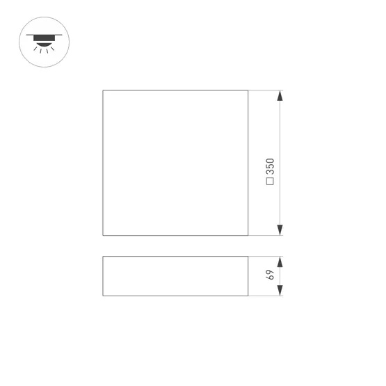 Фото #6 товара Светильник SP-QUADRO-S350x350-30W Warm3000 (BK, 120 deg, 230V) (Arlight, IP40 Металл, 3 года)