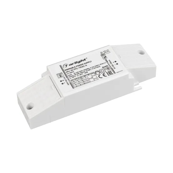 Фото #1 товара Блок питания ARJ-20-PFC-TRIAC-A (20W, 500-700mA) (Arlight, IP20 Пластик, 5 лет)