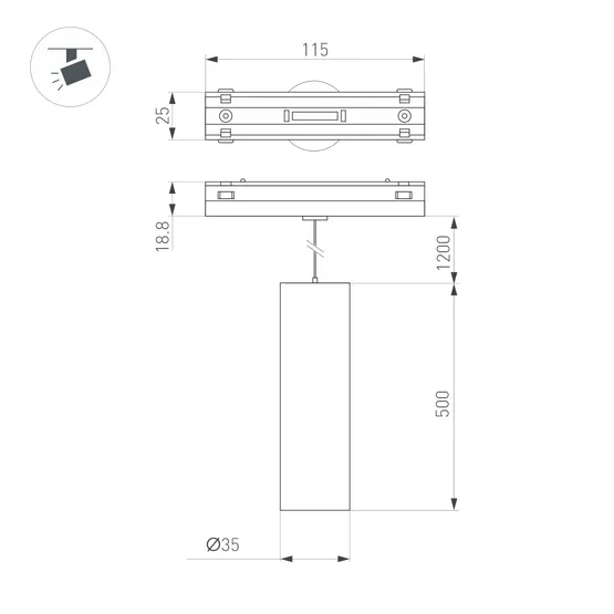 Фото #3 товара Светильник MAG-VIBE-SPOT-HANG-R35-10W Warm3000 (BK, 24 deg, 48V) (Arlight, IP20 Металл, 5 лет)