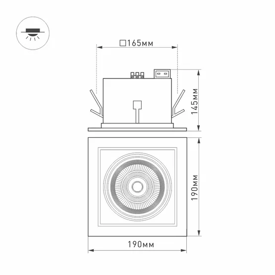 Фото #6 товара Светильник CL-KARDAN-S190x190-25W Warm3000 (WH-BK, 30 deg) (Arlight, IP20 Металл, 3 года)