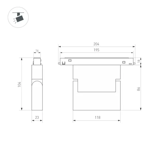 Фото #5 товара Светильник MAG-ORIENT-FLAT-FOLD-S195-6W Warm3000 (BK, 80 deg, 48V) (Arlight, IP20 Металл, 3 года)