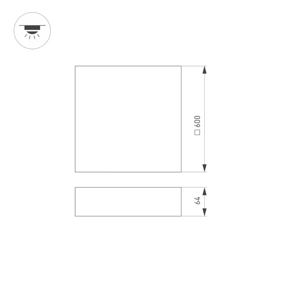 Фото #6 товара Светильник SP-QUADRO-S600x600-60W Warm3000 (BK, 120 deg, 230V) (Arlight, IP40 Металл, 3 года)