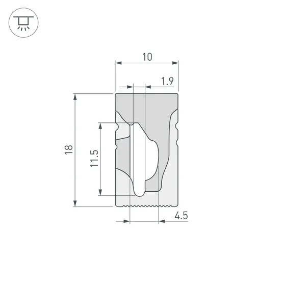 Фото #2 товара Силиконовый профиль WPH-FLEX-1018-SIDE-S10-5m WHITE (Arlight, Силикон)