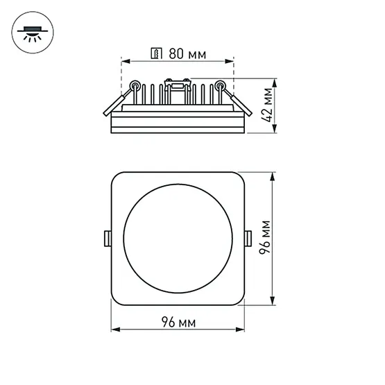 Фото #5 товара Светодиодная панель LTD-96x96SOL-10W Warm White 3000K (Arlight, IP44 Пластик, 3 года)