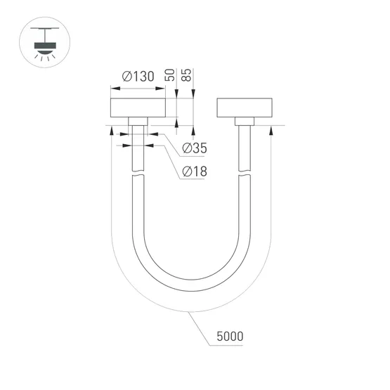 Фото #4 товара Светильник SP-TROPIC-SURFACE-R18-L5000-58W Warm3000 (GD, 360 deg, 230V) (Arlight, IP20 Пластик, 3 года)