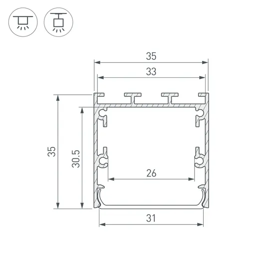 Фото #3 товара Профиль LINE-S-3535-2000 BLACK (Arlight, Алюминий)